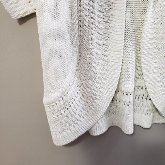Denver Hayes * Cream Short Sleeve Cardigan * Sz Lg - Picture 7 of 9